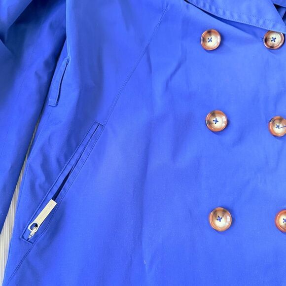 Michael Kors Womens Jacket Trench Coat Rain Windbreaker Casual Blue Large L - Picture 3 of 4